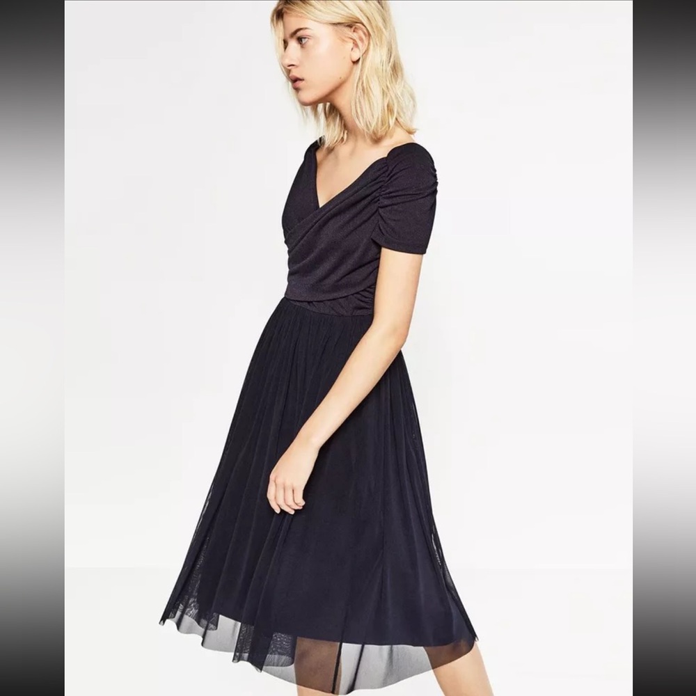 Zara - XS Navy Blue Ballet Tulle Dress